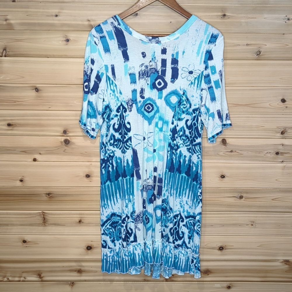 Parsley & Sage Top Womens Large Blue White Art Tunic - Picture 5 of 9